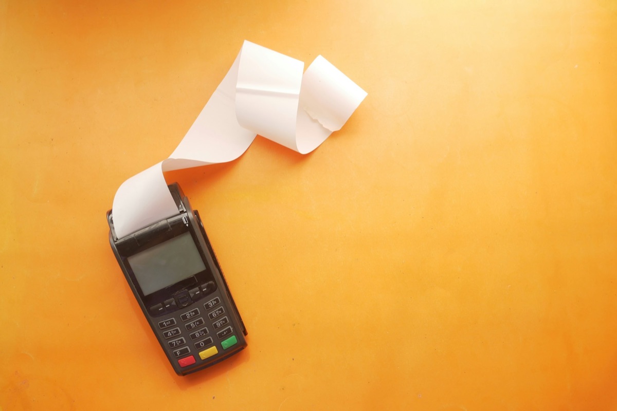 A printed supplier receipt